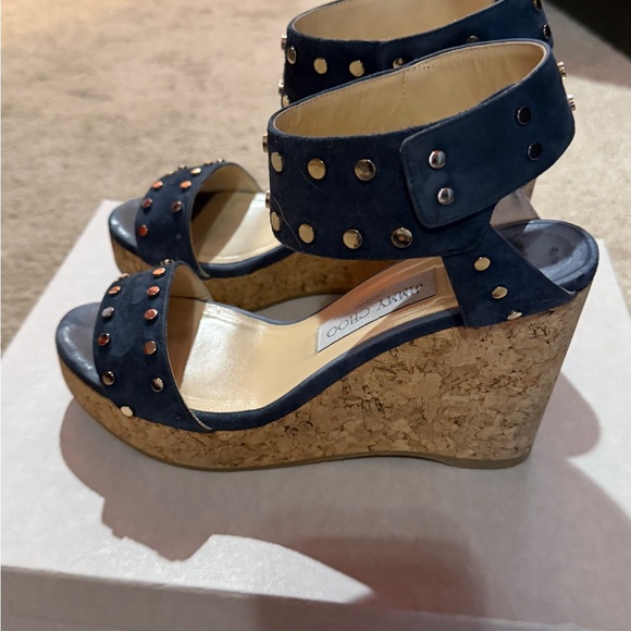 Jimmy Choo Navy Blue Studded Women's Sandals. Size 8 - Picture 3 of 6
